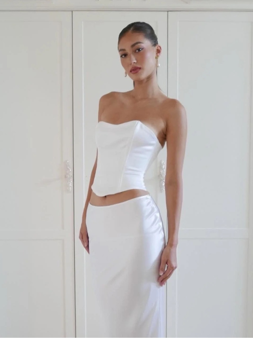 NWT Cherie Attire 100% Valentino Silk SAVANNAH CORSET - WHITE (XS)
